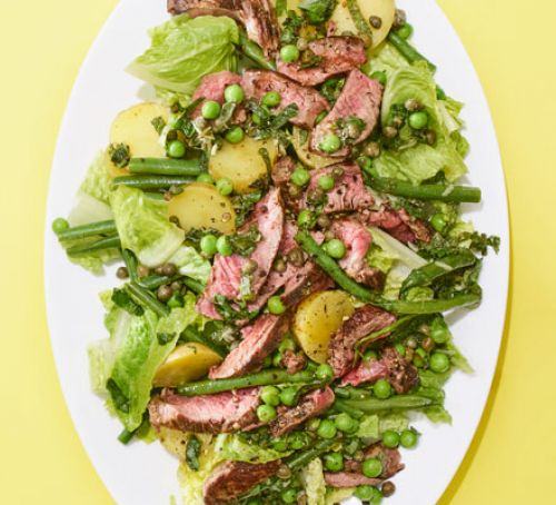 Seared beef salad with capers & mint