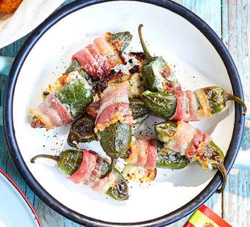 Bacon-wrapped jalapeno poppers