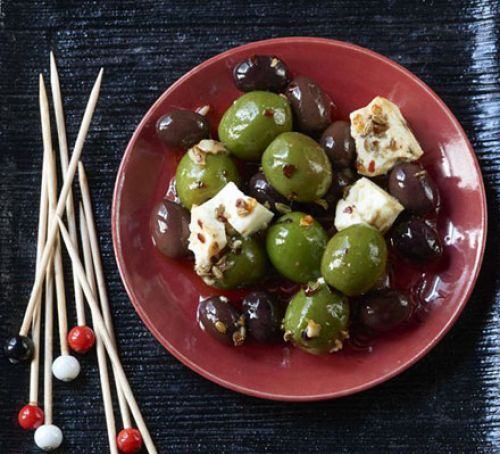 Baked olives with feta
