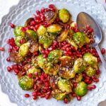 Burnt sprouts with pomegranate & sesame