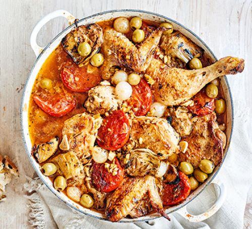 Chicken Provencal with olives & artichokes