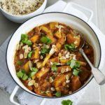 Winter vegetable curry with fruity raita
