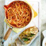 Easy meatloaf with spaghetti & tomato sauce