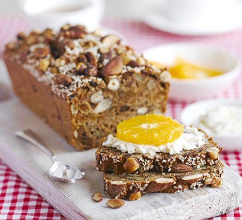 Fig, nut & seed bread with ricotta & fruit Recipe