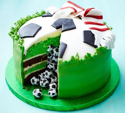 Surprise pinata football cake