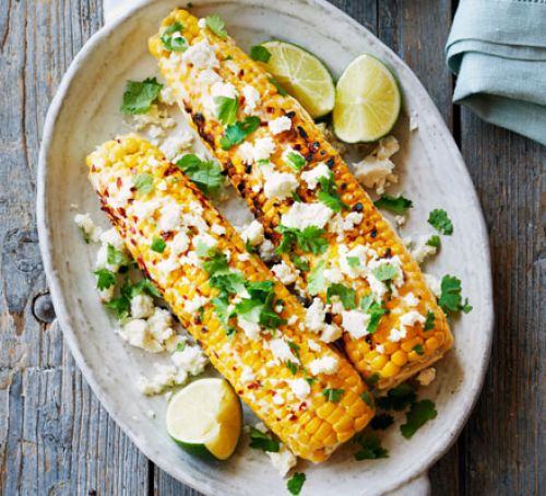 Grilled corn with chilli mayonnaise, coriander & feta