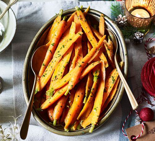 Herb-buttered baby carrots