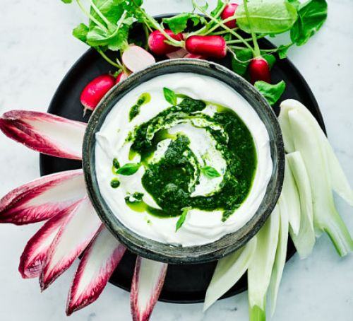 Leafy salsa verde with yogurt