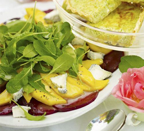 Beetroot & mango salad with soft goat's cheese