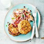 Miso burgers with mint & pomegranate slaw