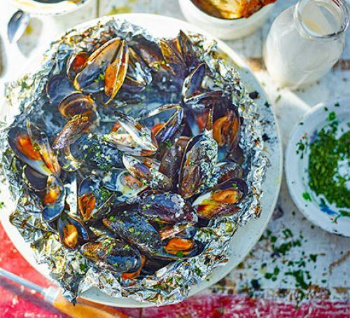 Barbecued mussels Recipe