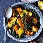 New potatoes with spinach & capers