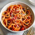 One-pan spaghetti with nduja, fennel & olives