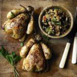Lebanese poussin with spiced aubergine pilaf