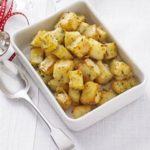 Crunchy potato squares with herby salt