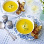 Roast carrot soup with pancetta croutons