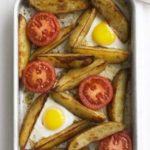Oven-baked egg & chips