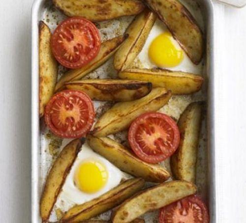 Oven-baked egg & chips Recipe