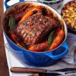 Pot-roast beef with French onion gravy