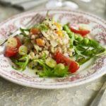 Pearled spelt salad with peas & gooseberries