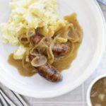 Sausages with apple mash