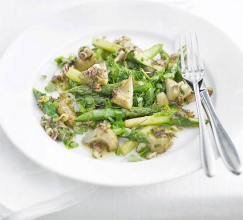 Warm artichoke & asparagus summer salad Recipe