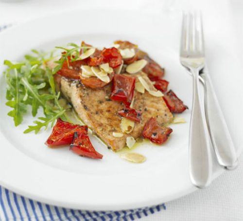 Trout with almonds & red peppers