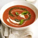 Rich tomato soup with pesto