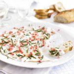 Creamy goat's cheese with chive & pomegranate