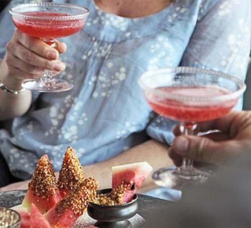 Rose-scented strawberry cocktails