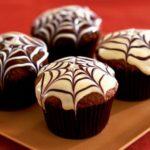 Spider web chocolate fudge muffins