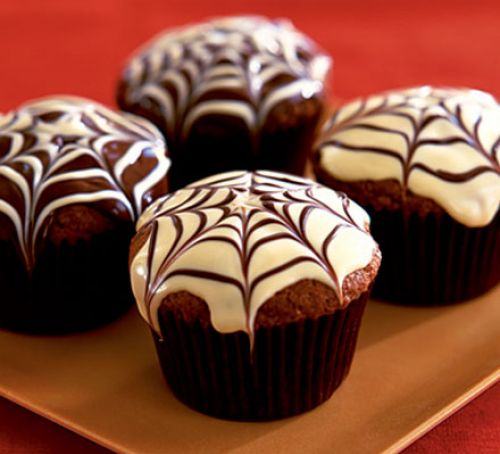 Spider web chocolate fudge muffins Recipe