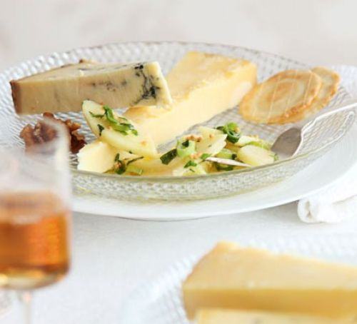 Cheese with pickled pear salad