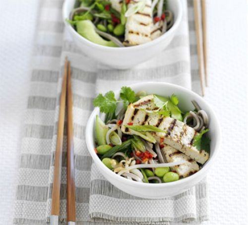 Soba noodle & edamame salad with grilled tofu