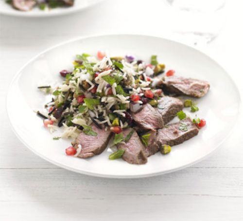 Grilled lamb with wintry rice salad Recipe
