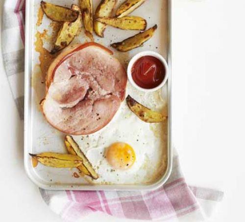 All-in-one gammon, egg & chips Recipe