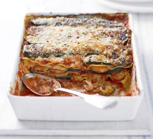 Griddled courgette & seafood lasagne Recipe