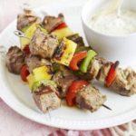 Fruity lamb kebabs with chilli mayo