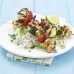 Red curry chicken kebabs
