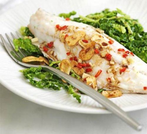 Chinese steamed bass with cabbage