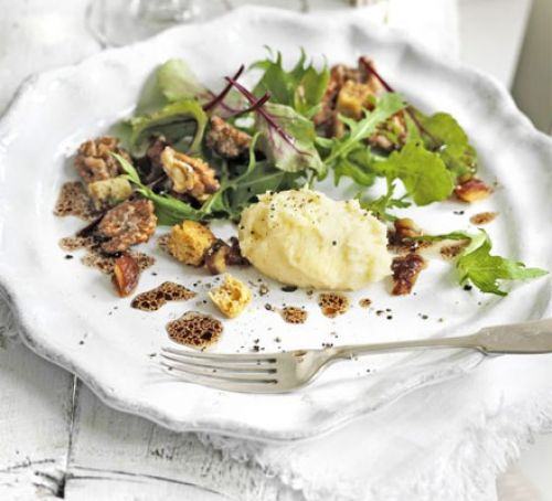 Whipped brie salad with dates & candied walnuts