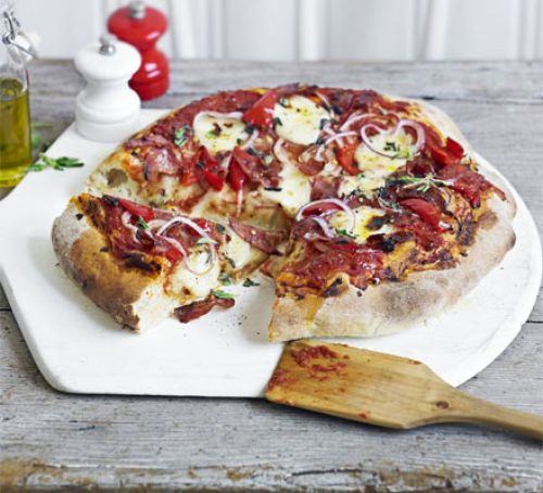 Salami & cherry pepper pizza