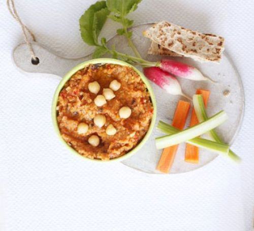 Chargrilled veg hummus with dippers Recipe