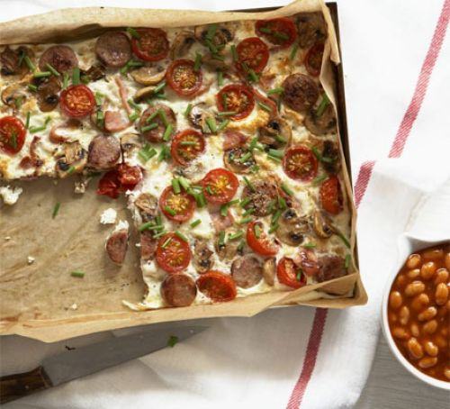 Full English frittata with smoky beans