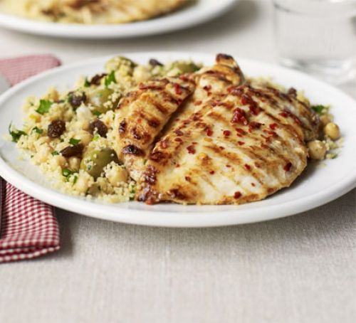 Lemon chicken with fruity olive couscous Recipe