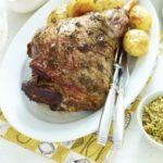 Roast lamb with spring herb crumbs