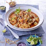 Spicy seafood stew with tomatoes & lime