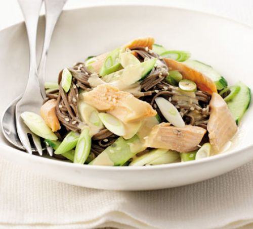 Smoked trout & cucumber sesame noodles Recipe