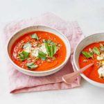 Roasted red pepper & tomato soup with ricotta