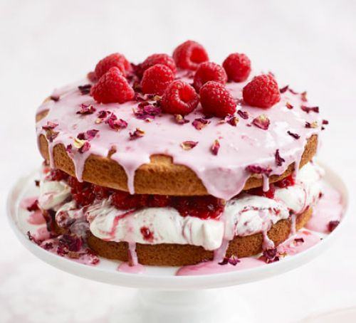 Rosewater & raspberry sponge cake